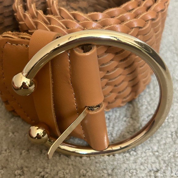 Tan Woven Belt with Gold Buckle - Picture 2 of 6